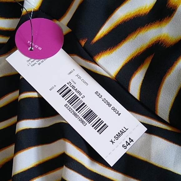 Worthington Animal Print Stripe Peplum Top XS - Picture 7 of 11